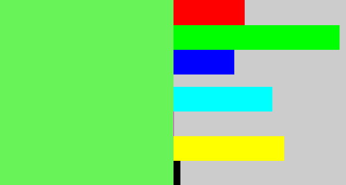 Hex color #68f458 - lighter green