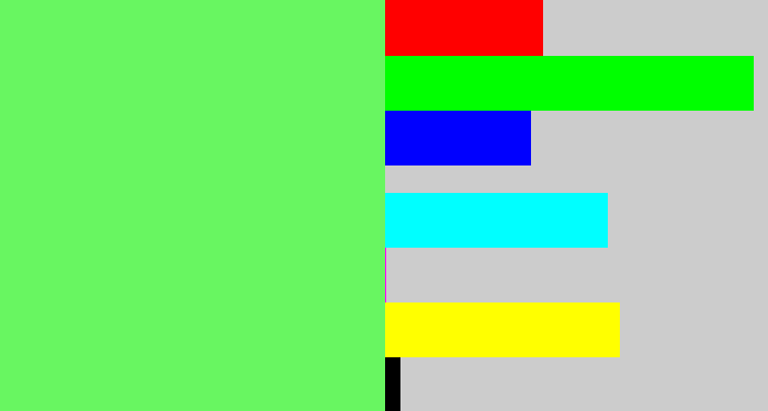 Hex color #68f661 - lighter green