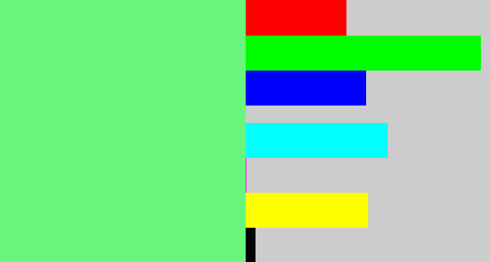 Hex color #68f67c - lightgreen