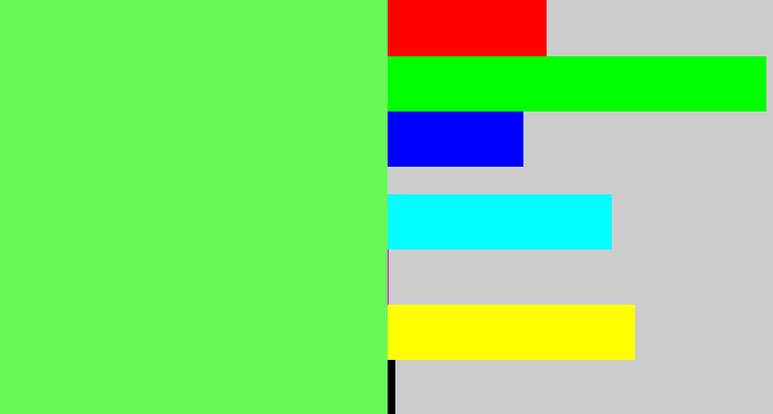 Hex color #68f959 - lighter green