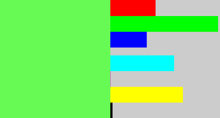 Hex color #68fa54 - lighter green