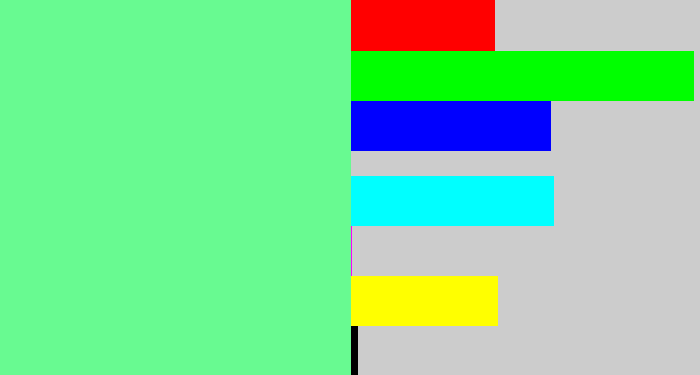 Hex color #68fa91 - light green blue