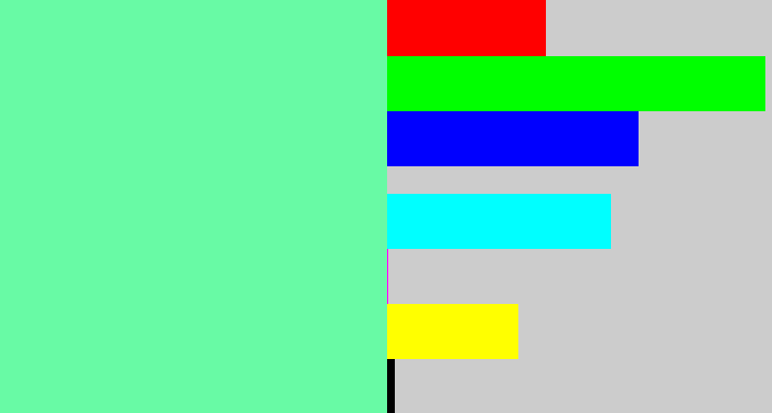 Hex color #68faa5 - light bluish green