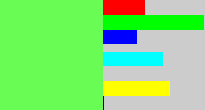 Hex color #68fc55 - lighter green