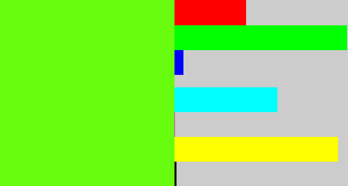 Hex color #68fd0e - bright lime green