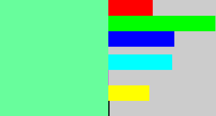 Hex color #68fd9c - light bluish green