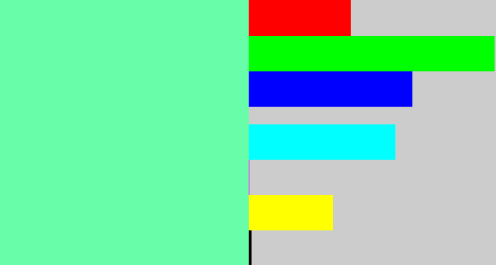 Hex color #68fda8 - light bluish green
