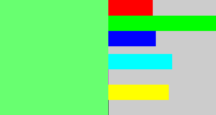 Hex color #68ff70 - lightgreen