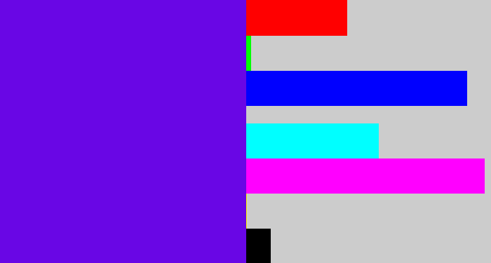 Hex color #6906e5 - blue violet