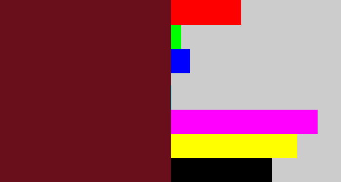 Hex color #690f1b - claret
