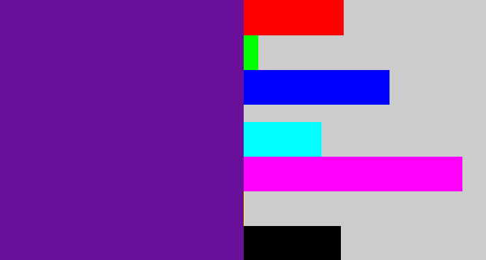Hex color #690f9a - purple