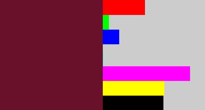 Hex color #69102a - maroon
