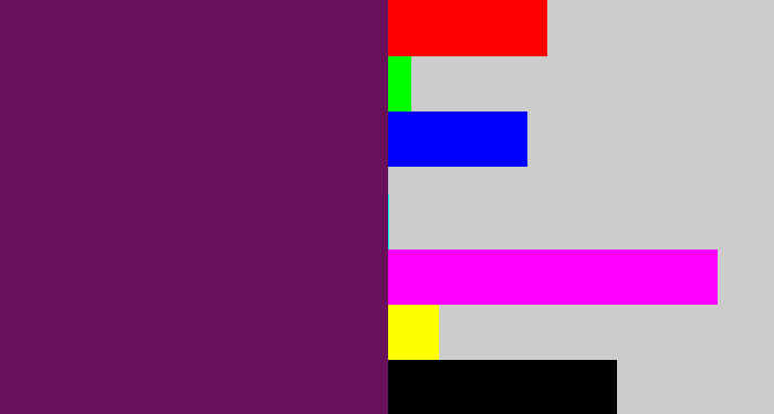 Hex color #69105b - grape purple