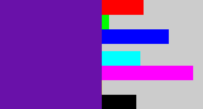 Hex color #6911a9 - purple