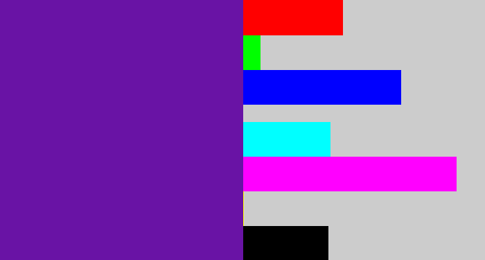 Hex color #6913a5 - purple