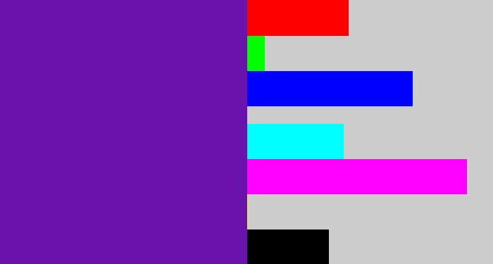 Hex color #6913ac - purple