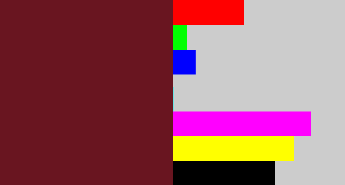 Hex color #691520 - maroon