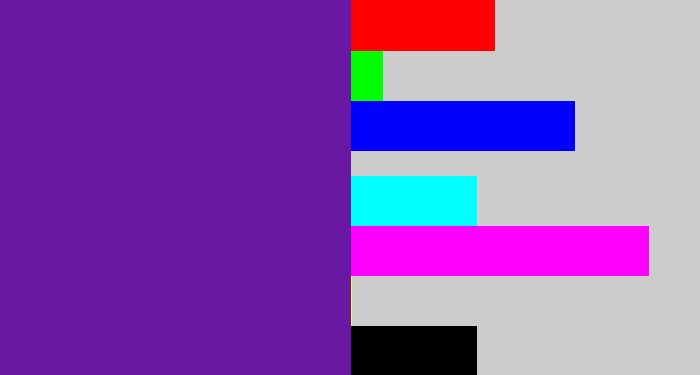 Hex color #6918a4 - purple