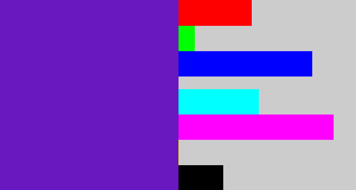 Hex color #6918bf - purple/blue