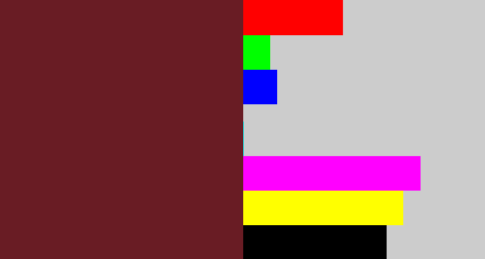 Hex color #691c24 - maroon