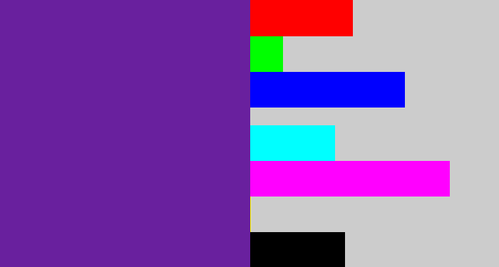 Hex color #69209e - purple