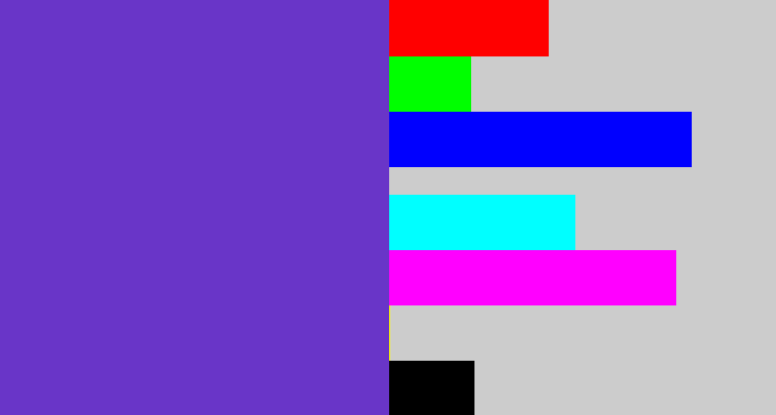 Hex color #6935c8 - bluey purple
