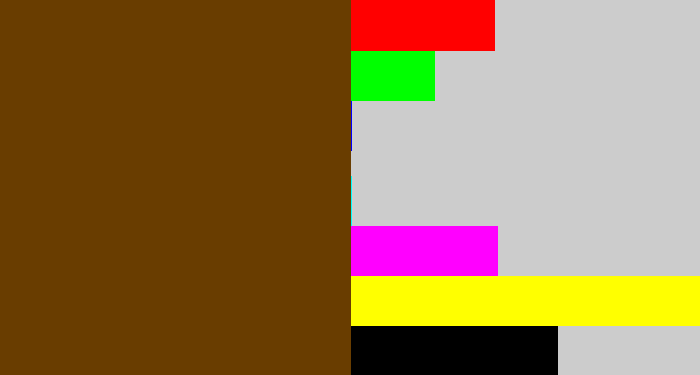Hex color #693d00 - brown