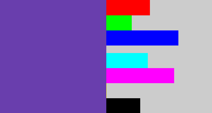 Hex color #693ead - bluey purple