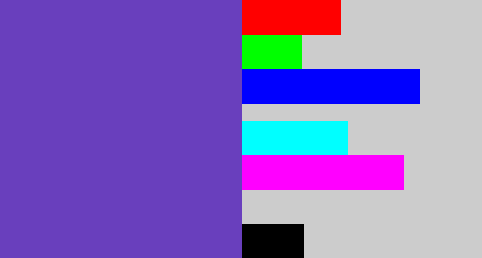 Hex color #693fbd - bluey purple