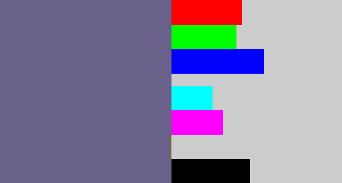 Hex color #69618a - purplish grey