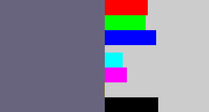 Hex color #69647e - purplish grey