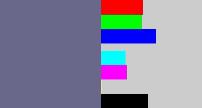 Hex color #69678a - purplish grey