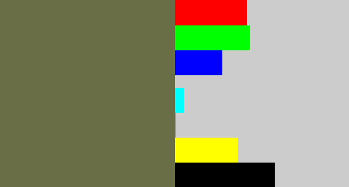 Hex color #696e46 - military green
