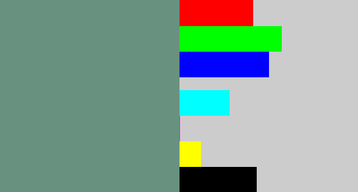 Hex color #69917f - grey teal