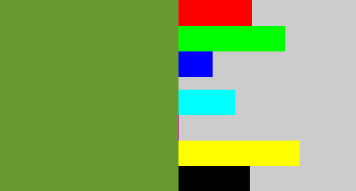 Hex color #699a31 - moss green