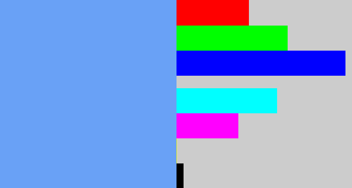 Hex color #69a1f6 - soft blue