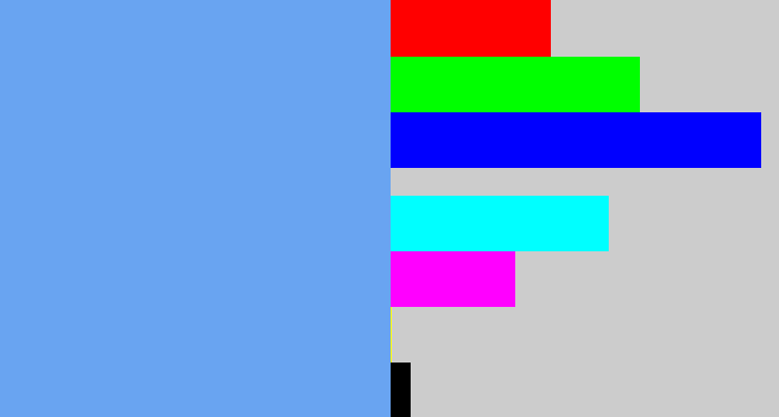 Hex color #69a4f1 - sky blue