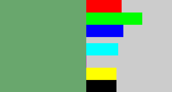 Hex color #69a76d - dusty green