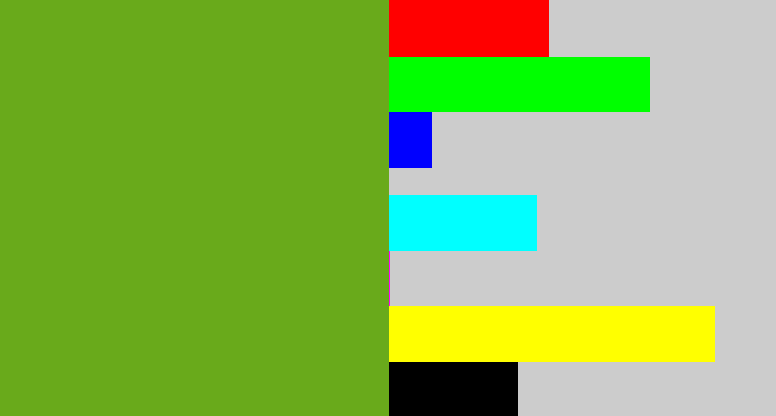 Hex color #69aa1b - grass