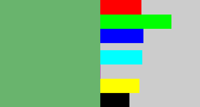 Hex color #69b46d - boring green