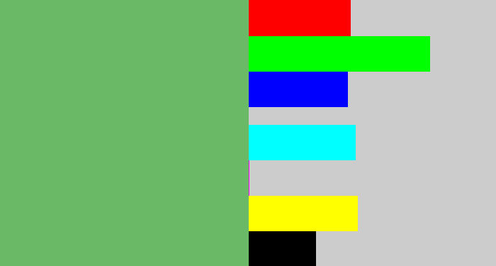 Hex color #69b967 - boring green