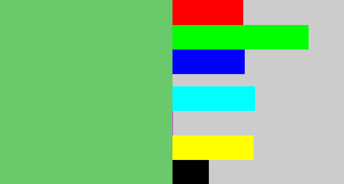 Hex color #69c96b - soft green