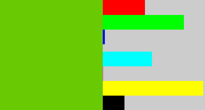 Hex color #69ca04 - frog green