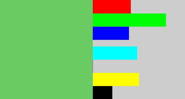 Hex color #69ca64 - soft green