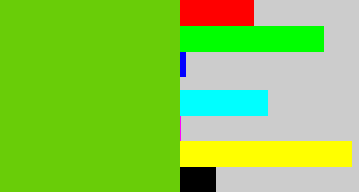 Hex color #69cd08 - frog green