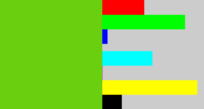 Hex color #69cf0e - green apple