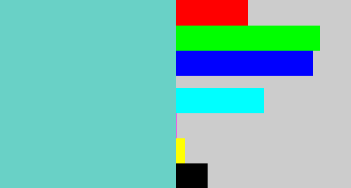 Hex color #69d1c6 - seafoam blue