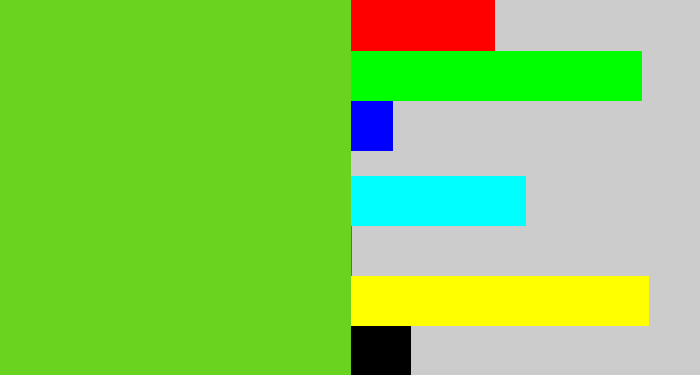 Hex color #69d31f - green apple
