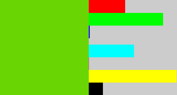 Hex color #69d503 - frog green
