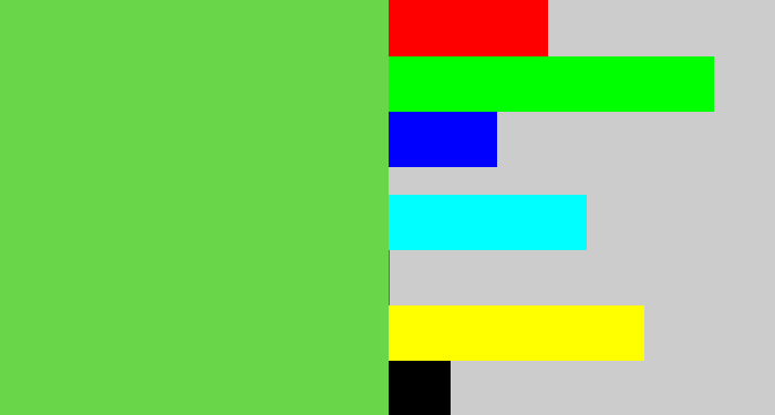 Hex color #69d548 - fresh green